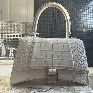 Authentic Balenciaga Small Crocodile Embossed - white